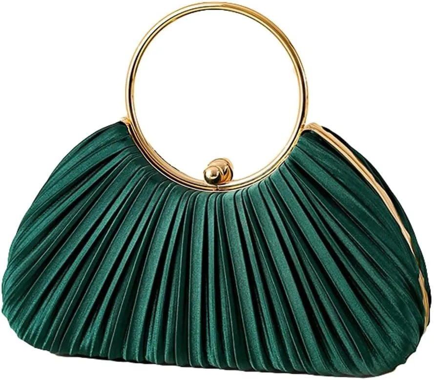 Chic Clutch Purses for Women Soft Evening Bag Pleated Shoulder Crossbody Bag with Chain for Bridal Wedding Party Dressy