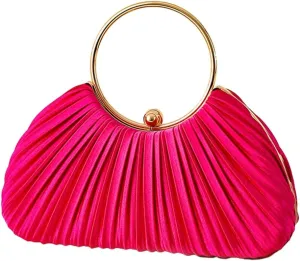 Chic Clutch Purses for Women Soft Evening Bag Pleated Shoulder Crossbody Bag with Chain for Bridal Wedding Party Dressy