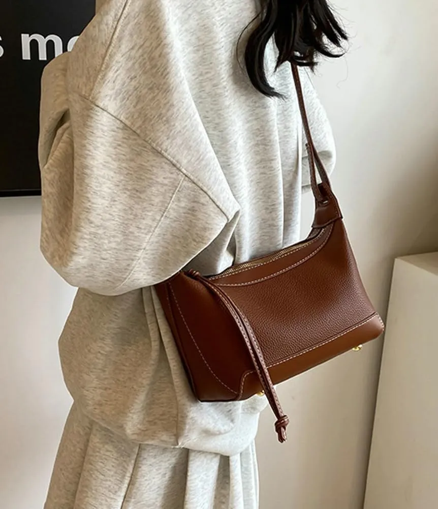 Chic Crossbody Bag for Women PU Leather Shoulder Purses Fashion Small Tote Handbag Dumpling Shape Satchel