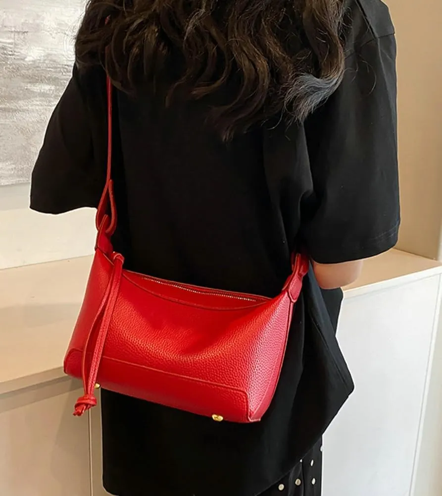 Chic Crossbody Bag for Women PU Leather Shoulder Purses Fashion Small Tote Handbag Dumpling Shape Satchel