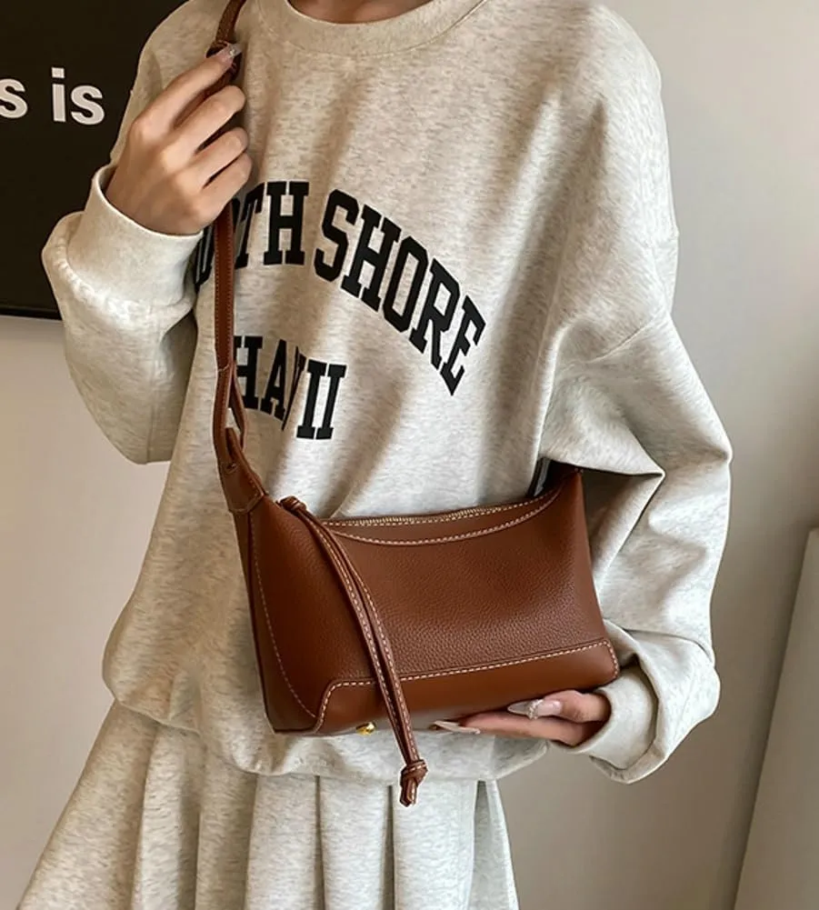Chic Crossbody Bag for Women PU Leather Shoulder Purses Fashion Small Tote Handbag Dumpling Shape Satchel