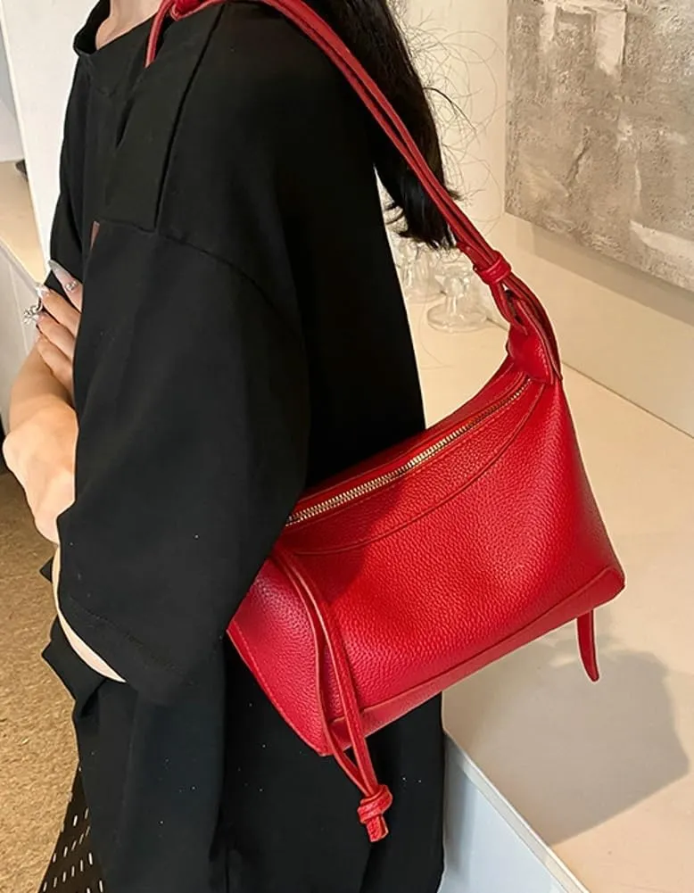 Chic Crossbody Bag for Women PU Leather Shoulder Purses Fashion Small Tote Handbag Dumpling Shape Satchel