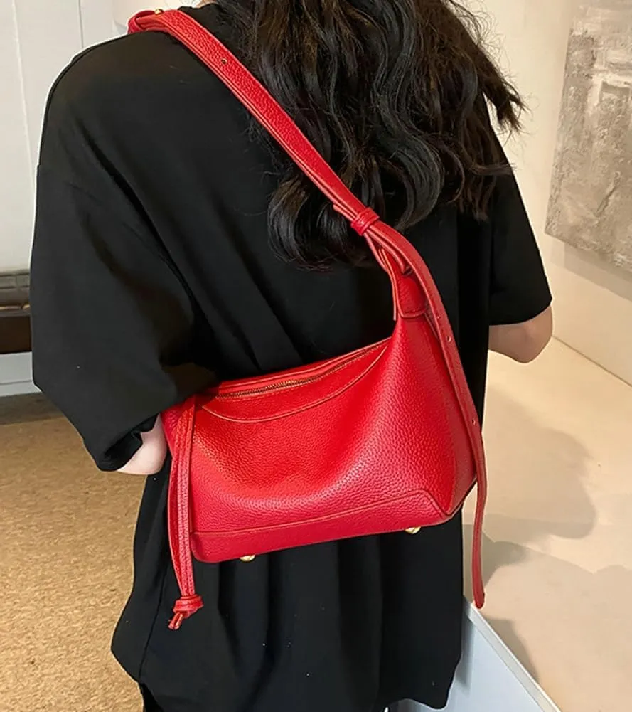 Chic Crossbody Bag for Women PU Leather Shoulder Purses Fashion Small Tote Handbag Dumpling Shape Satchel