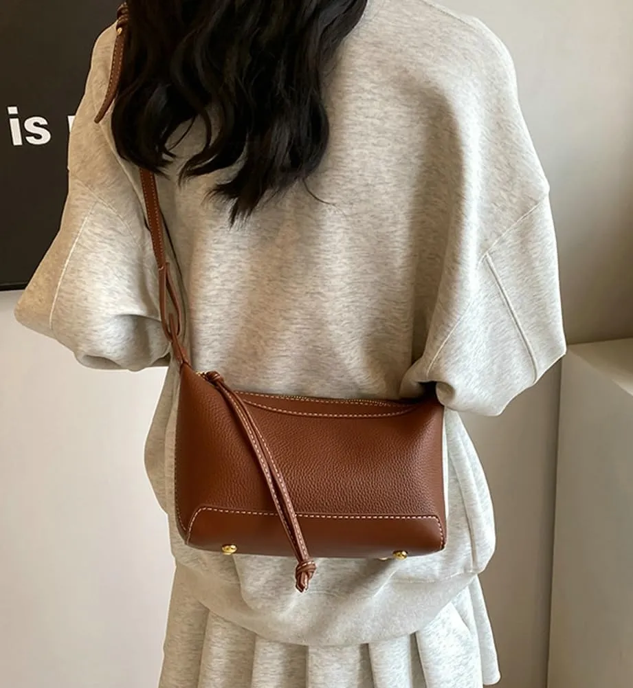 Chic Crossbody Bag for Women PU Leather Shoulder Purses Fashion Small Tote Handbag Dumpling Shape Satchel