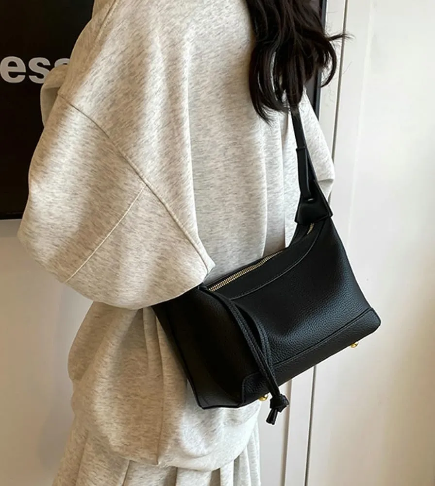 Chic Crossbody Bag for Women PU Leather Shoulder Purses Fashion Small Tote Handbag Dumpling Shape Satchel