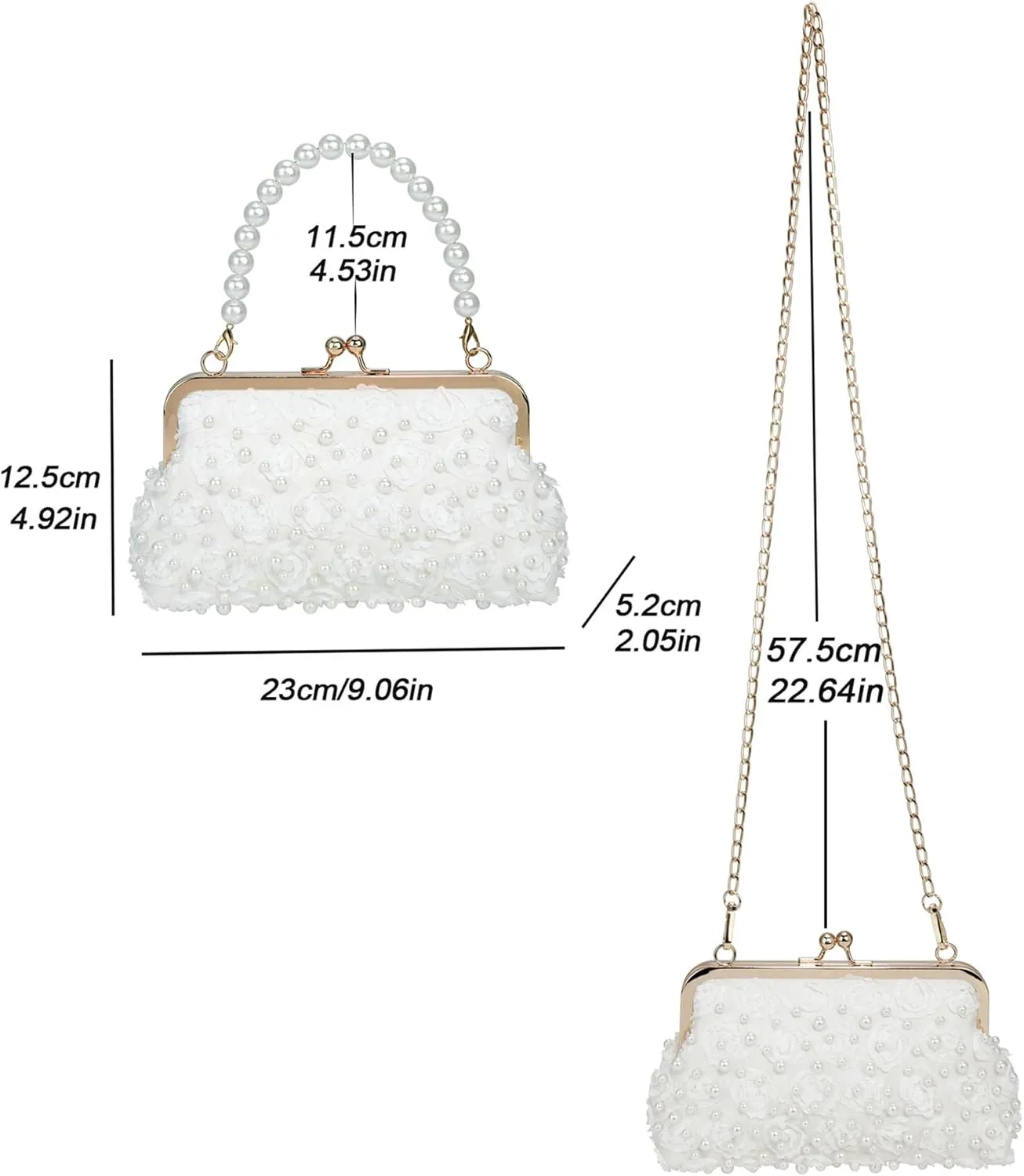 CHIC DIARY Pearl Clutch Purses for Women Evening Handbag Wedding Bridal Crossbody Bag for Party