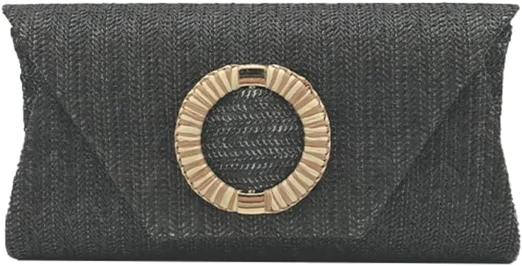Chic Woven Clutch Handbags for Women Summer Straw Evening Envelope Bag Designer Boho Purse for Beach,Party