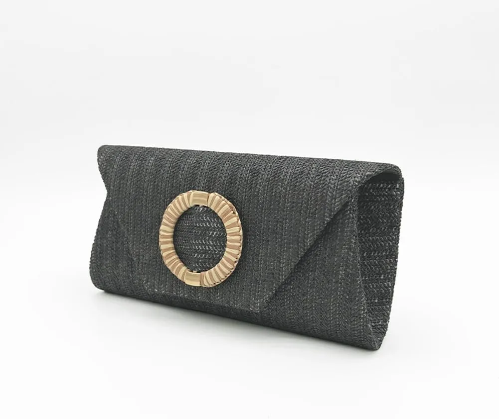 Chic Woven Clutch Handbags for Women Summer Straw Evening Envelope Bag Designer Boho Purse for Beach,Party