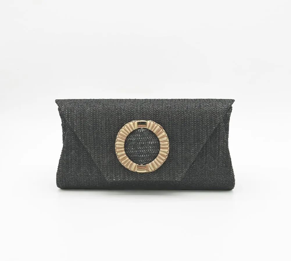 Chic Woven Clutch Handbags for Women Summer Straw Evening Envelope Bag Designer Boho Purse for Beach,Party