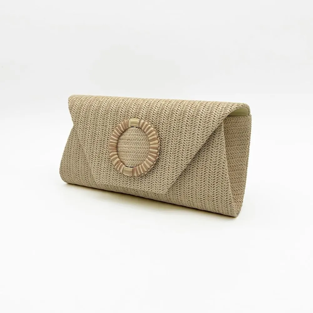 Chic Woven Clutch Handbags for Women Summer Straw Evening Envelope Bag Designer Boho Purse for Beach,Party