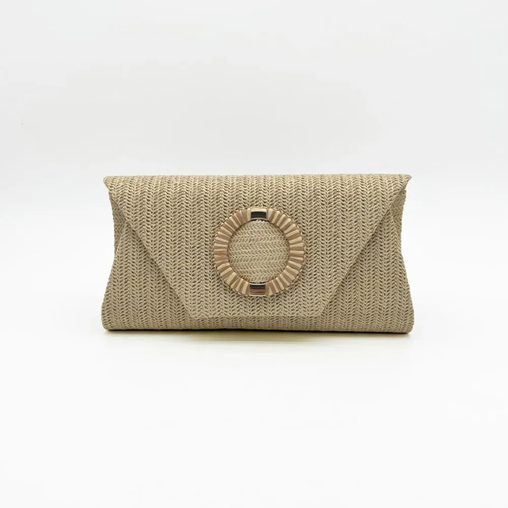 Chic Woven Clutch Handbags for Women Summer Straw Evening Envelope Bag Designer Boho Purse for Beach,Party