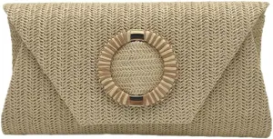Chic Woven Clutch Handbags for Women Summer Straw Evening Envelope Bag Designer Boho Purse for Beach,Party