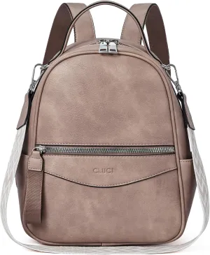 CLUCI Mini Backpack Purse for Women Fashion Leather Small Backpacks Ladies Shoulder Backpack Convertible Handbags Light Brown