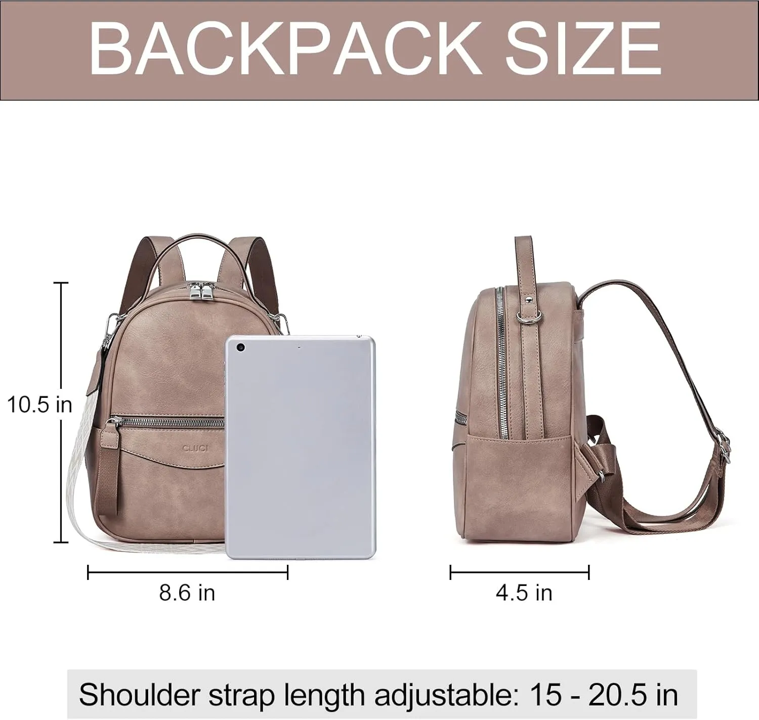 CLUCI Mini Backpack Purse for Women Fashion Leather Small Backpacks Ladies Shoulder Backpack Convertible Handbags Light Brown