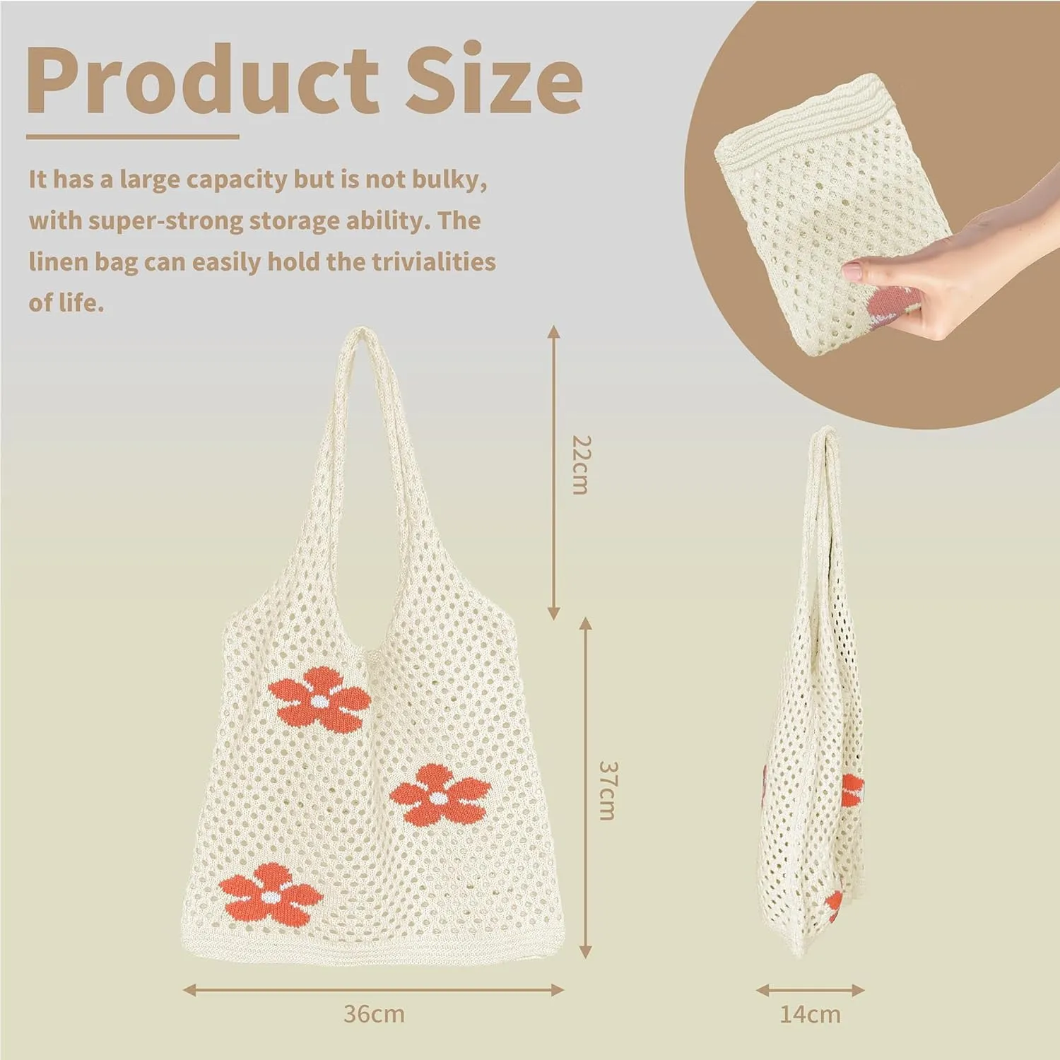 Crochet Tote Bag Women: Knit Bag for Summer Vacation Travel Beachy