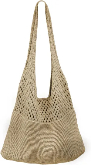 Crochet Tote Bag Women: Knit Bag for Summer Vacation Travel Beachy