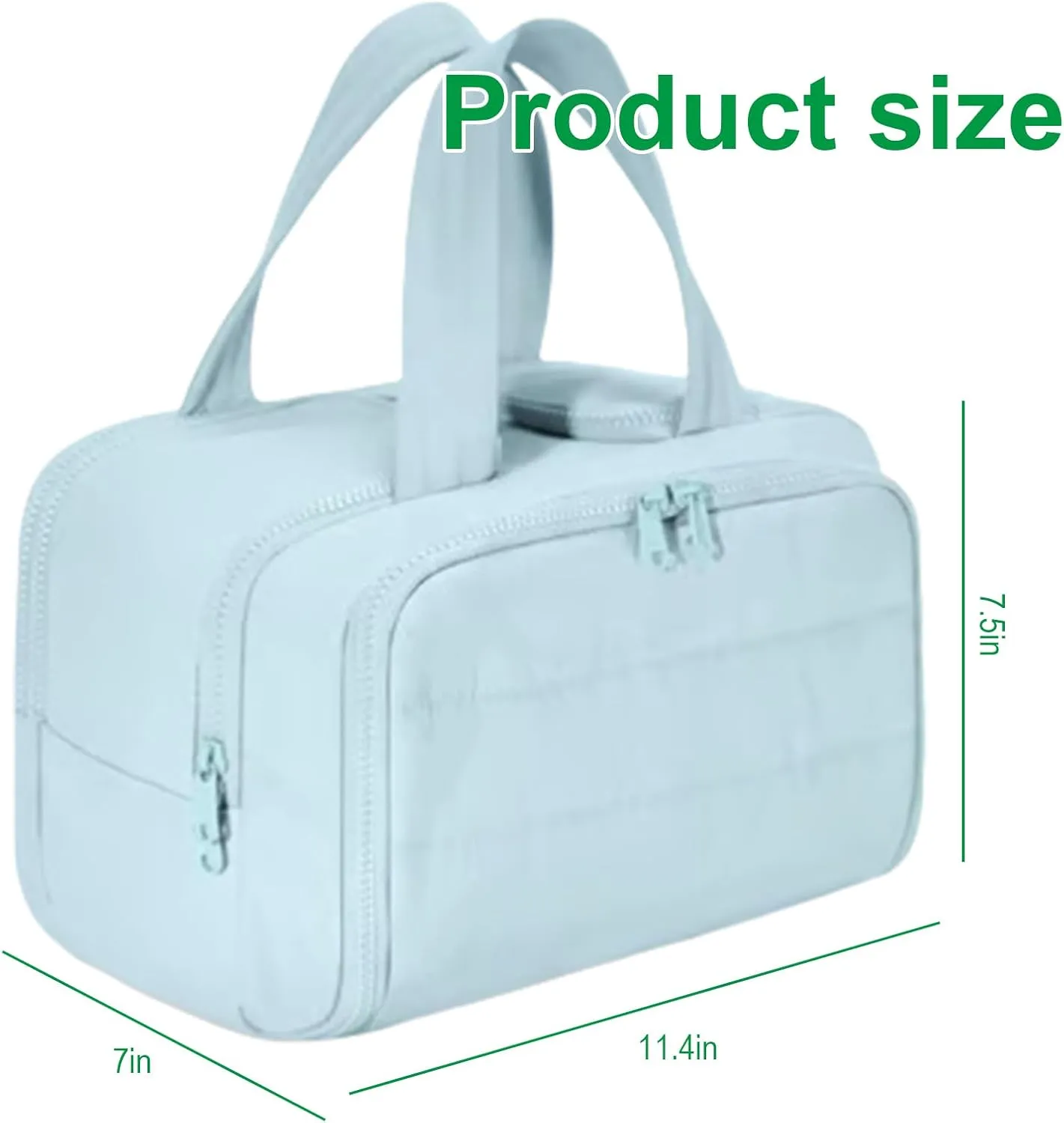 Cureaway Travel Cosmetic Bag, Large Capacity Wide-Open Travel Cosmetic Bag, 4-In-1 Puffy Multi-Functional Toiletry Bag for Women, Organizer Waterproof Lightweight Portable (Blue)