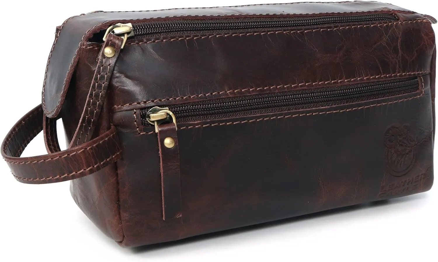 Customize Toiletry Bag for Men, Engraved Leather Dopp Kit, Name Personalized Travel Shaving Bag, Stylish and Functional Travel Toiletry Bag