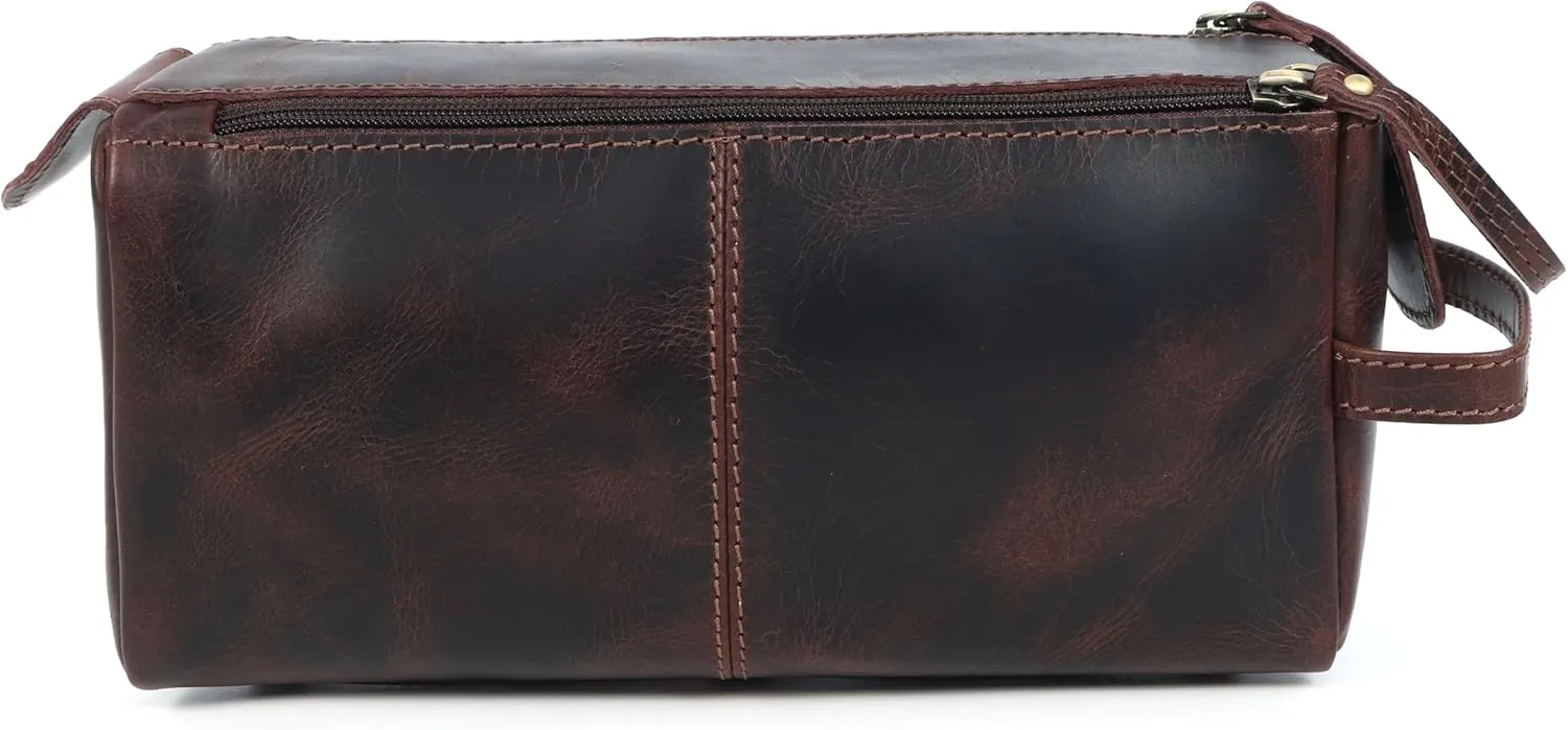 Customize Toiletry Bag for Men, Engraved Leather Dopp Kit, Name Personalized Travel Shaving Bag, Stylish and Functional Travel Toiletry Bag