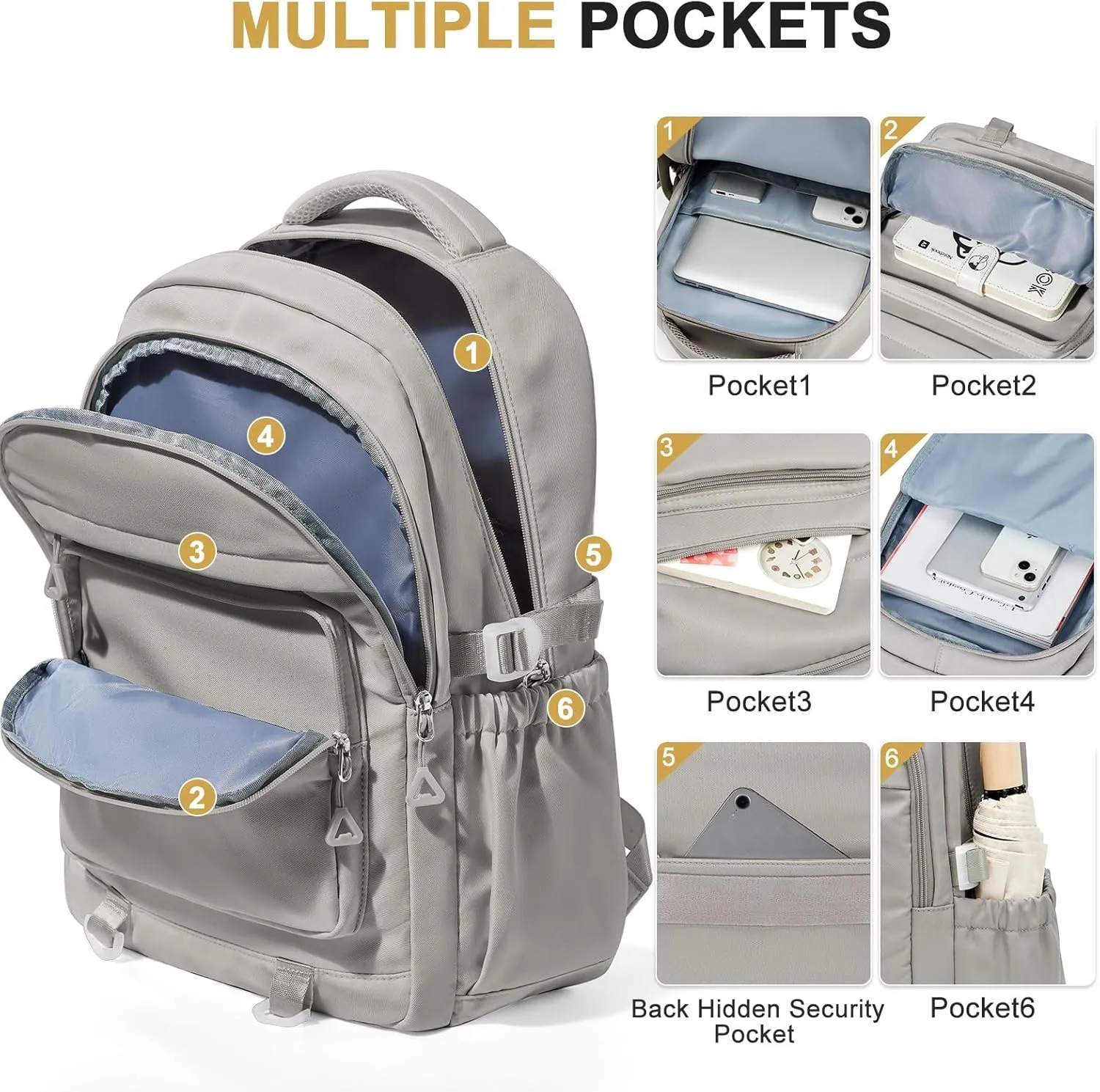 Cute Backpack for College Students Waterproof School Bag High School Backpacks for Teens Girls Boys Laptop Bookbag Casual Daypacks Backpacks for Women MenGray Brown