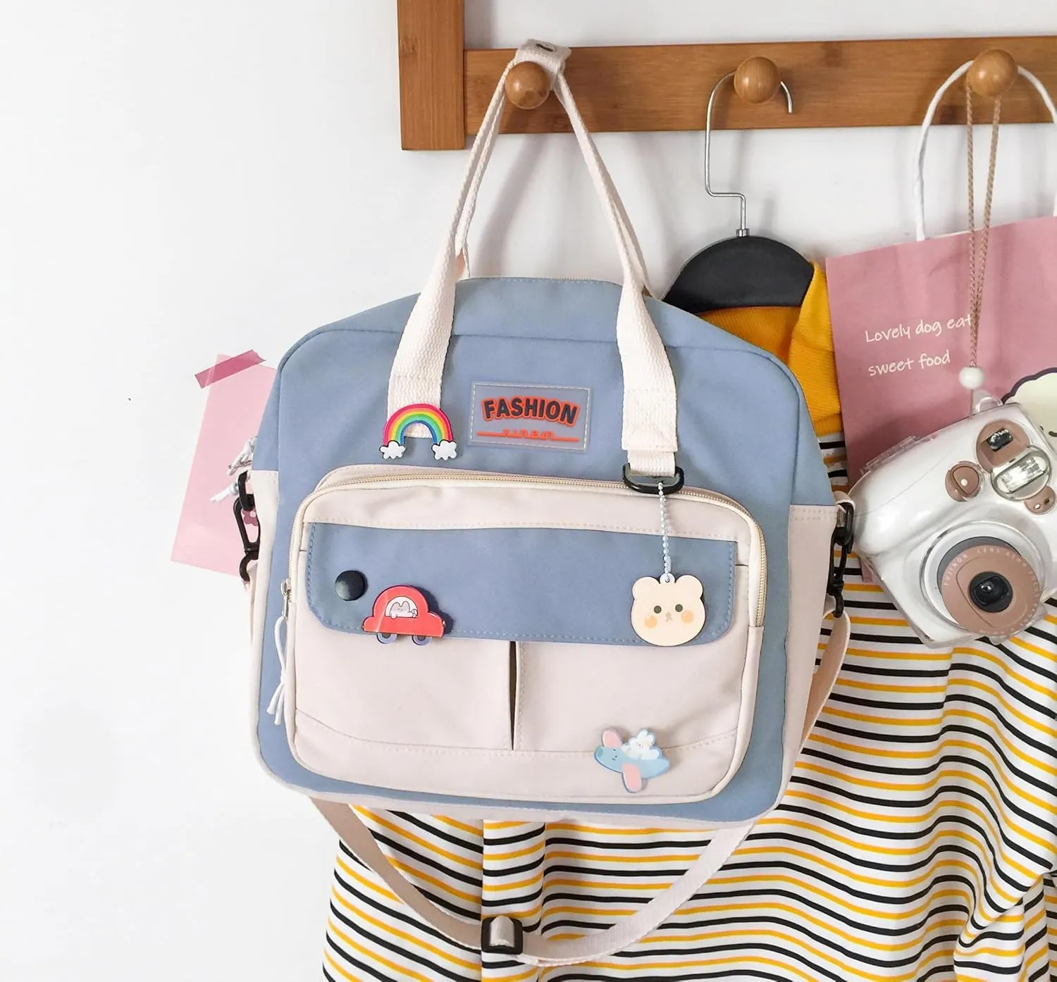 Cute Bags Kawaii Backpack Messenger Bag For School,Aesthetic Backpacks Multifunction Laptop Japanese Ita for Teen Girls Kids Lunch Totes