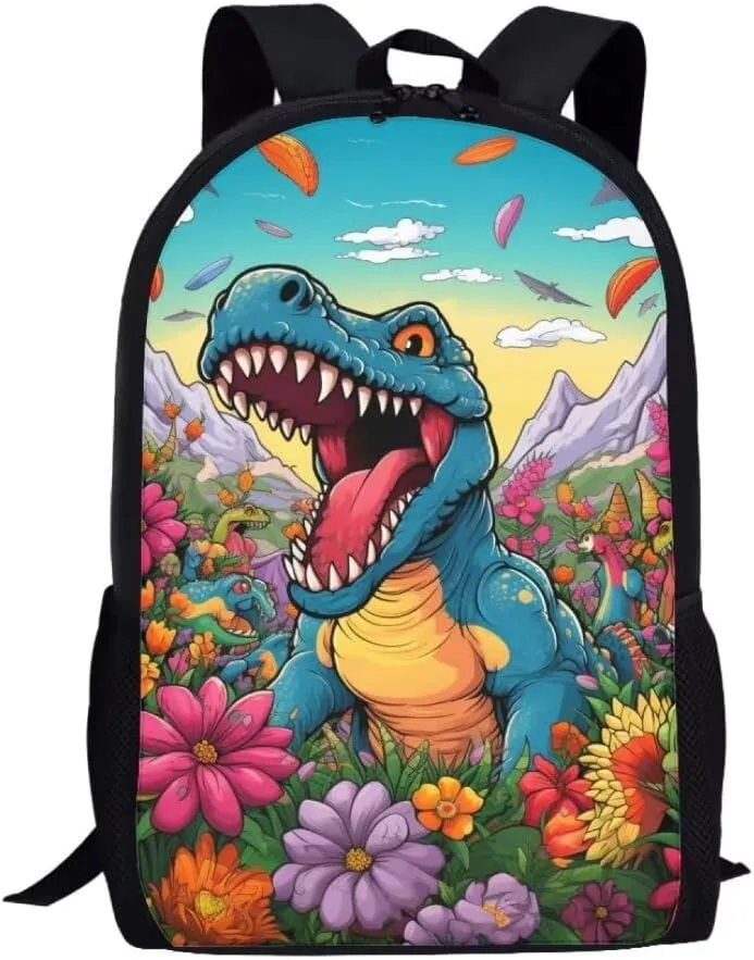 Dinosaurs School Backpack for Girls 3rd Grade Casual Kids Backpack Fashion Casual School Bag Multi-functional Rucksack for Hiking Camping Travel