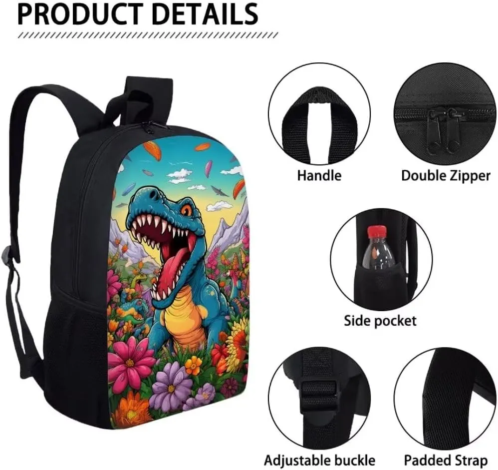 Dinosaurs School Backpack for Girls 3rd Grade Casual Kids Backpack Fashion Casual School Bag Multi-functional Rucksack for Hiking Camping Travel