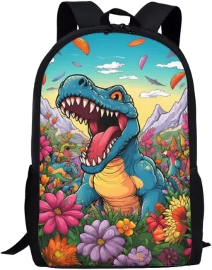 Dinosaurs School Backpack for Girls 3rd Grade Casual Kids Backpack Fashion Casual School Bag Multi-functional Rucksack for Hiking Camping Travel