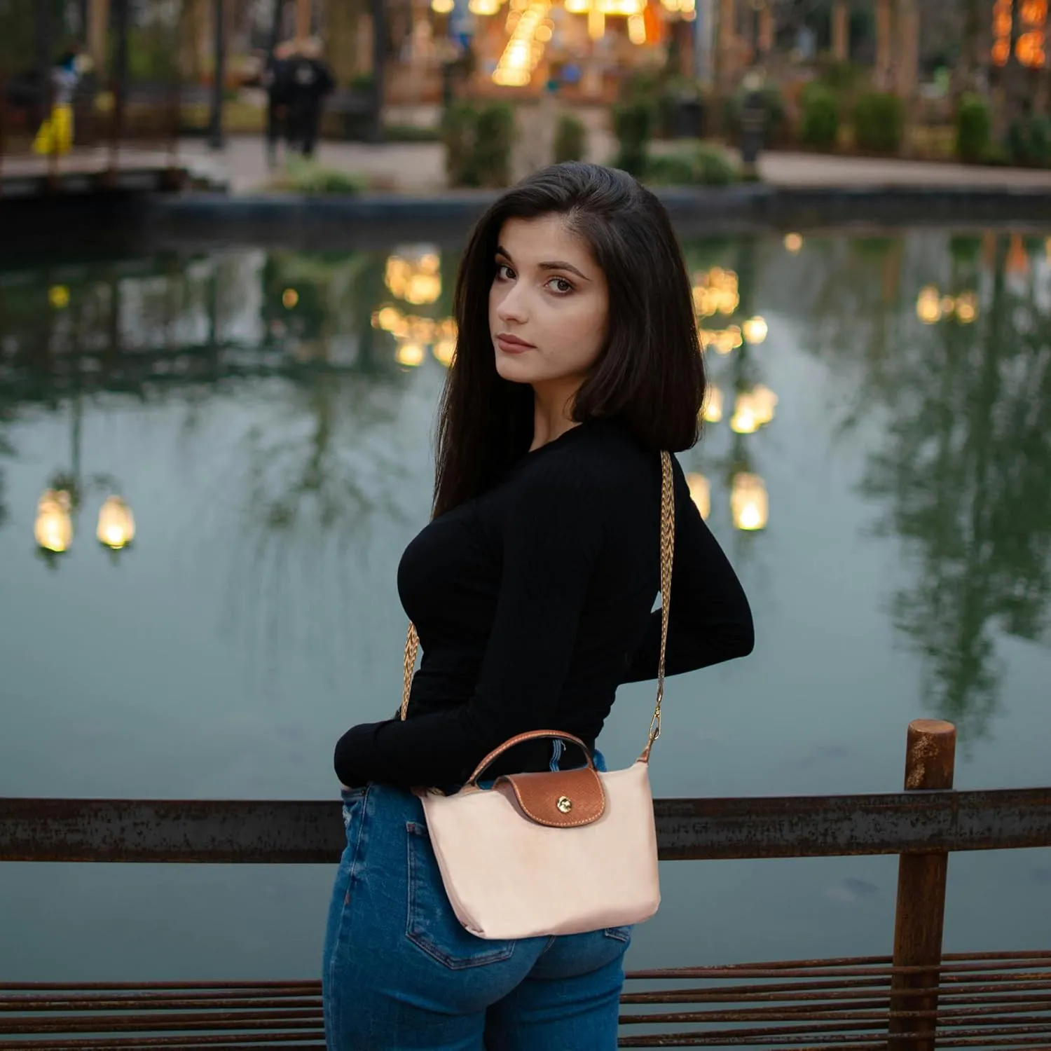 DOMAT Crossbody Bag for Women, Chic Lightweight Purse with Leather Top-handle, Compact Clutch Bag, Shoulder Handbag