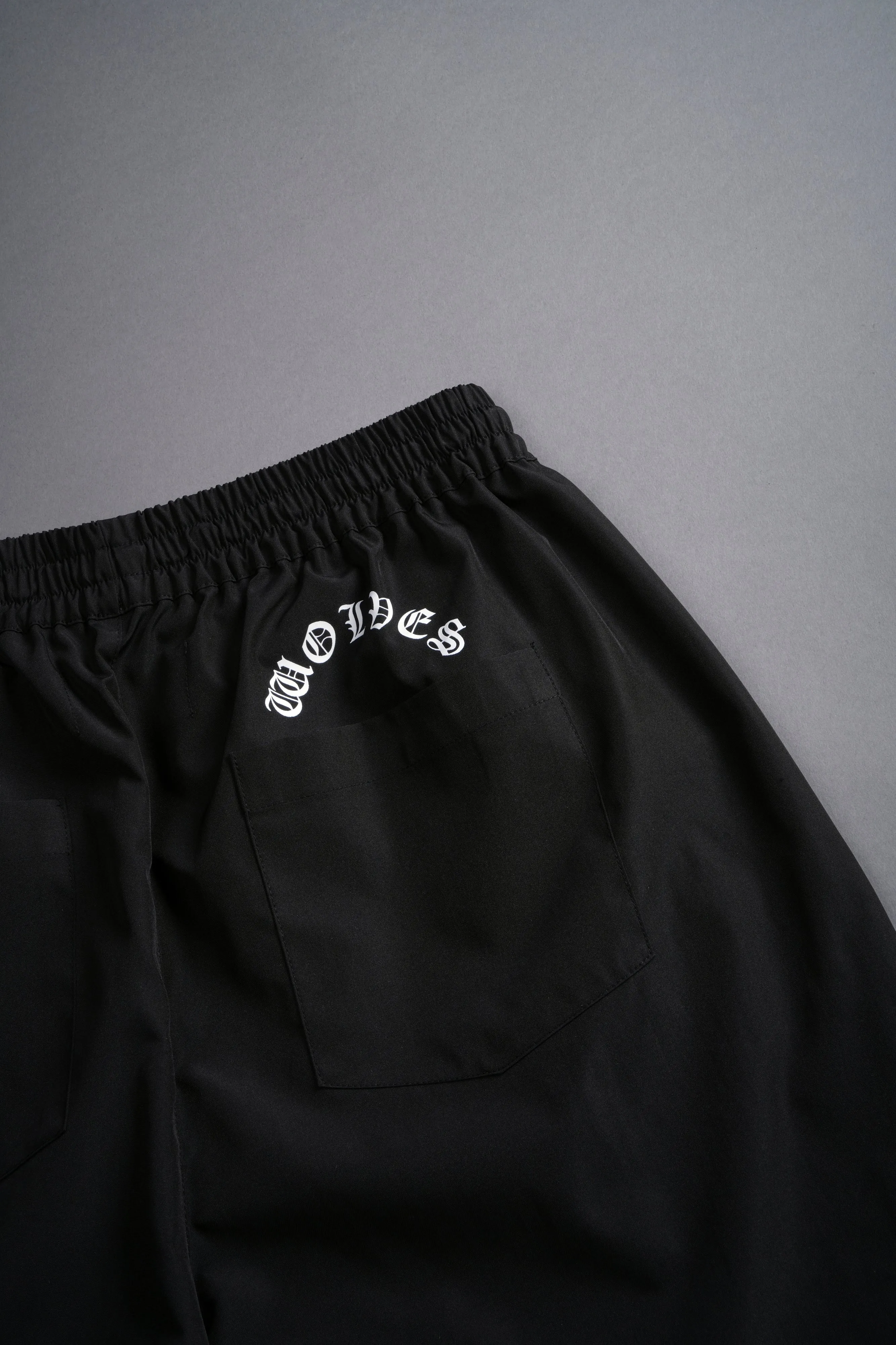 Dual Wolf Chopper Brolic Track Shorts in Black/Red