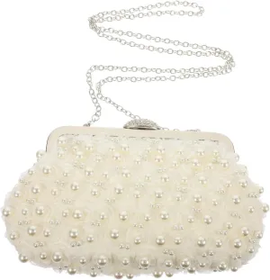 Elegant Evening Bag Pearl Detail Clutch Purse Perfect for Wedding Banquet Evening Party