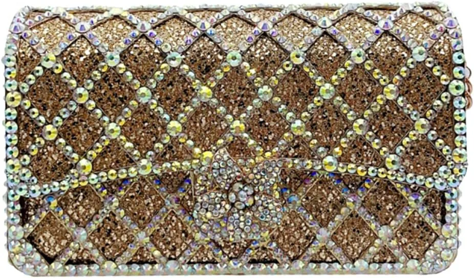 Elegant Ladies Flower Clutch Rhinestone Evening Bag Luxury Crystal Clutch Purse Diamond Handbag for Women Wedding Party