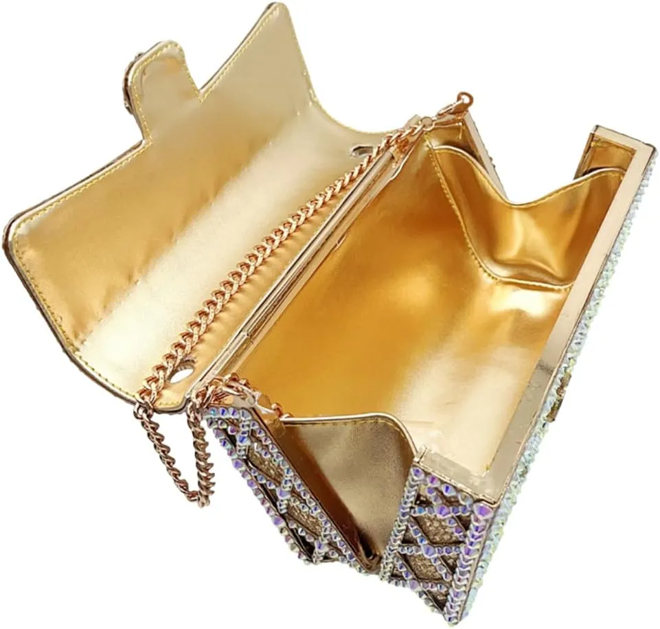 Elegant Ladies Flower Clutch Rhinestone Evening Bag Luxury Crystal Clutch Purse Diamond Handbag for Women Wedding Party