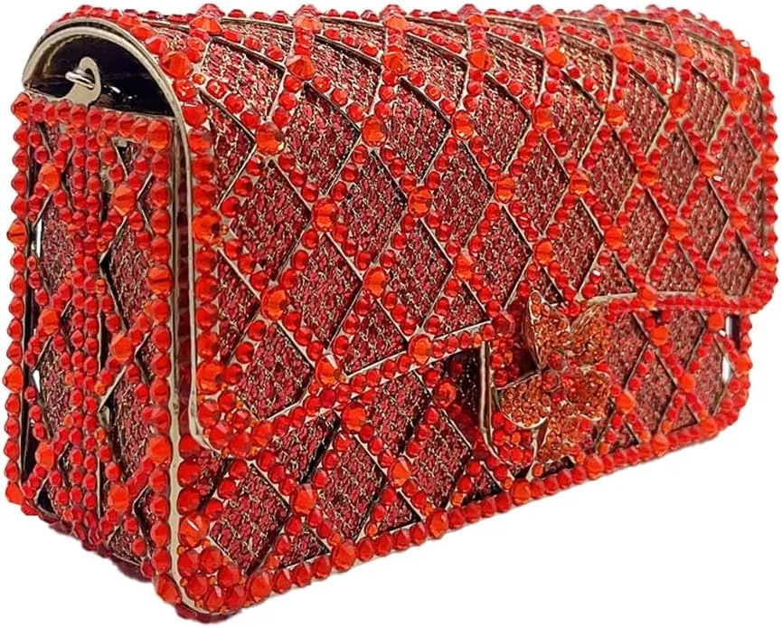 Elegant Ladies Flower Clutch Rhinestone Evening Bag Luxury Crystal Clutch Purse Diamond Handbag for Women Wedding Party