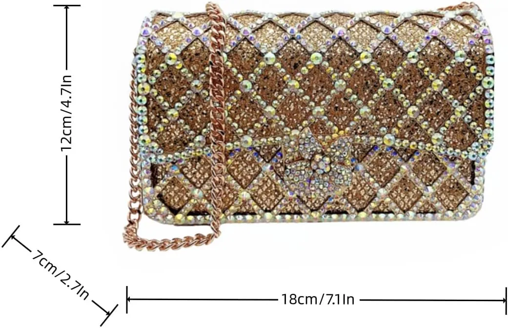 Elegant Ladies Flower Clutch Rhinestone Evening Bag Luxury Crystal Clutch Purse Diamond Handbag for Women Wedding Party