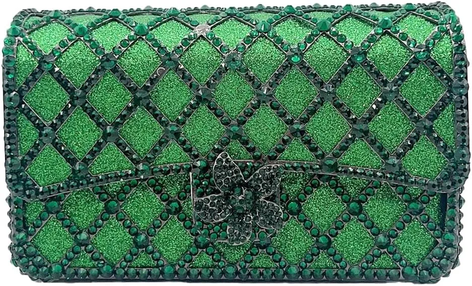 Elegant Ladies Flower Clutch Rhinestone Evening Bag Luxury Crystal Clutch Purse Diamond Handbag for Women Wedding Party