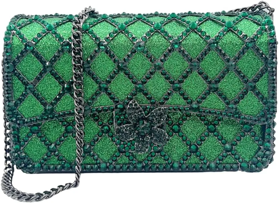 Elegant Ladies Flower Clutch Rhinestone Evening Bag Luxury Crystal Clutch Purse Diamond Handbag for Women Wedding Party