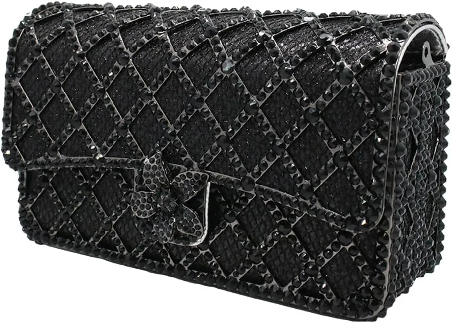 Elegant Ladies Flower Clutch Rhinestone Evening Bag Luxury Crystal Clutch Purse Diamond Handbag for Women Wedding Party