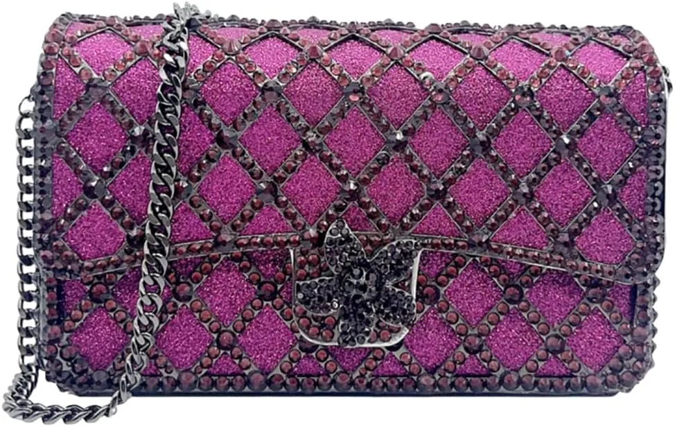Elegant Ladies Flower Clutch Rhinestone Evening Bag Luxury Crystal Clutch Purse Diamond Handbag for Women Wedding Party