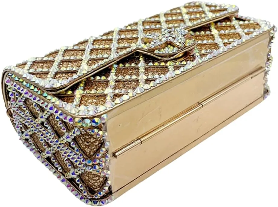 Elegant Ladies Flower Clutch Rhinestone Evening Bag Luxury Crystal Clutch Purse Diamond Handbag for Women Wedding Party