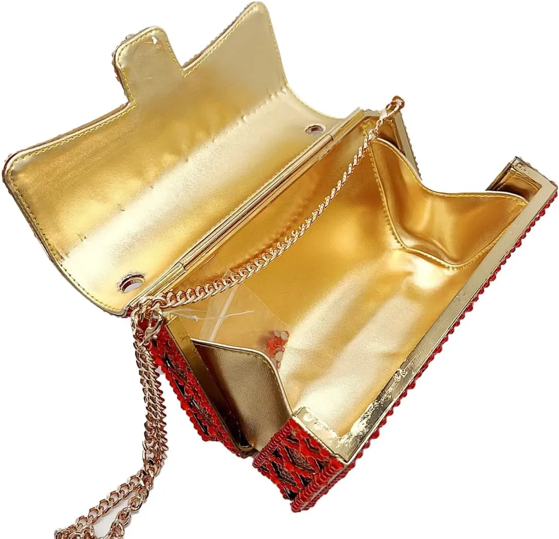 Elegant Ladies Flower Clutch Rhinestone Evening Bag Luxury Crystal Clutch Purse Diamond Handbag for Women Wedding Party