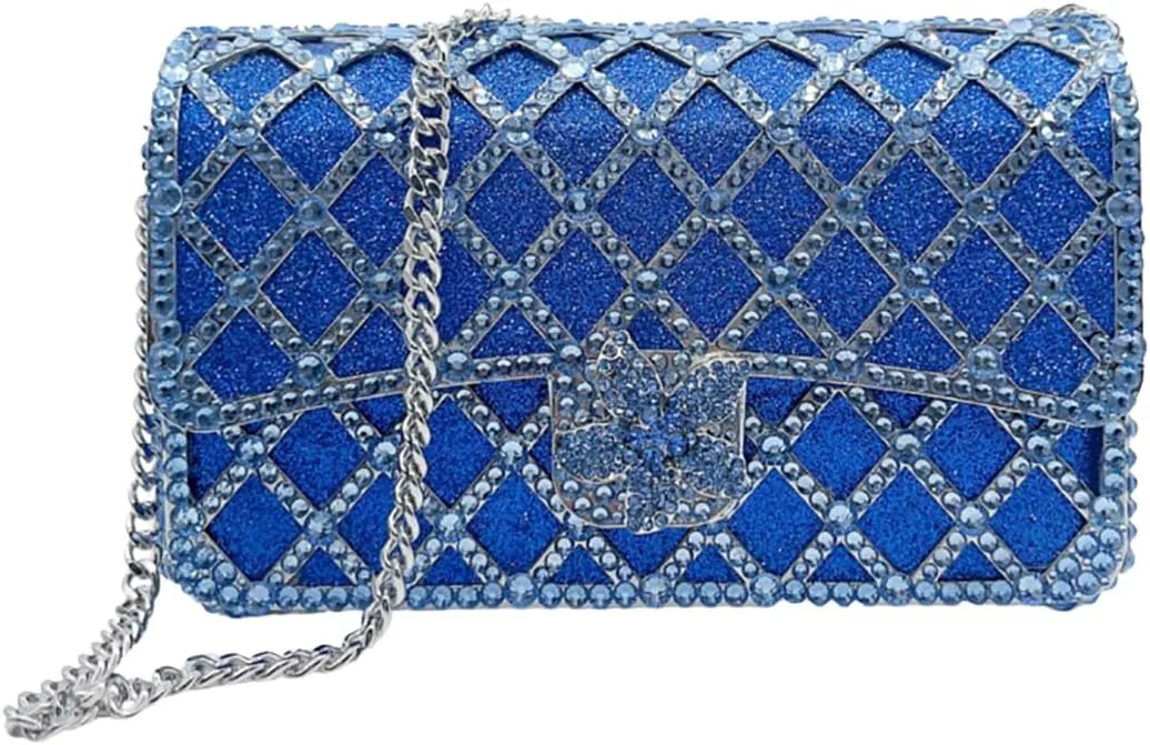 Elegant Ladies Flower Clutch Rhinestone Evening Bag Luxury Crystal Clutch Purse Diamond Handbag for Women Wedding Party