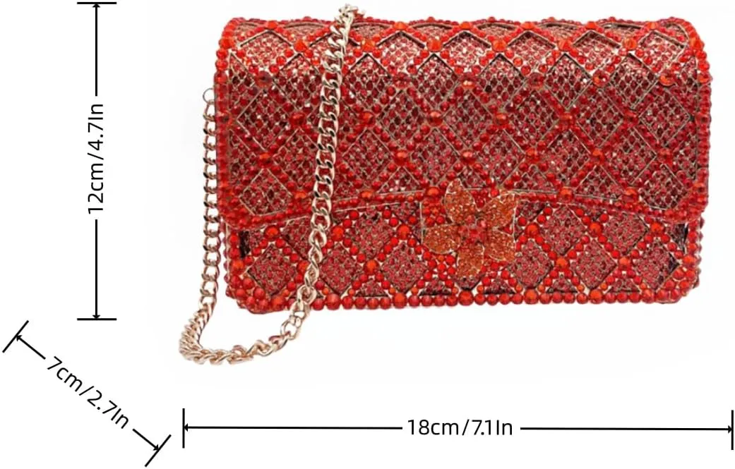Elegant Ladies Flower Clutch Rhinestone Evening Bag Luxury Crystal Clutch Purse Diamond Handbag for Women Wedding Party