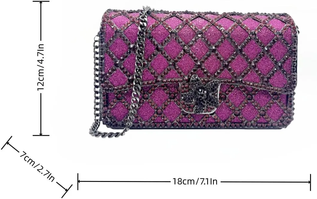 Elegant Ladies Flower Clutch Rhinestone Evening Bag Luxury Crystal Clutch Purse Diamond Handbag for Women Wedding Party