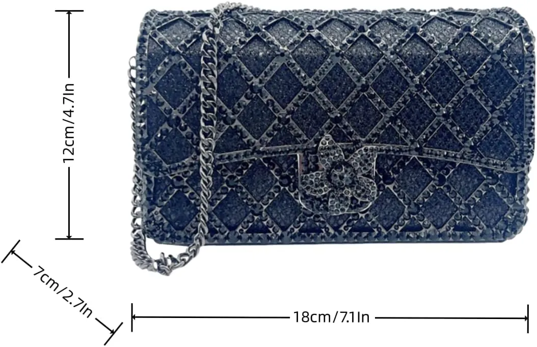Elegant Ladies Flower Clutch Rhinestone Evening Bag Luxury Crystal Clutch Purse Diamond Handbag for Women Wedding Party