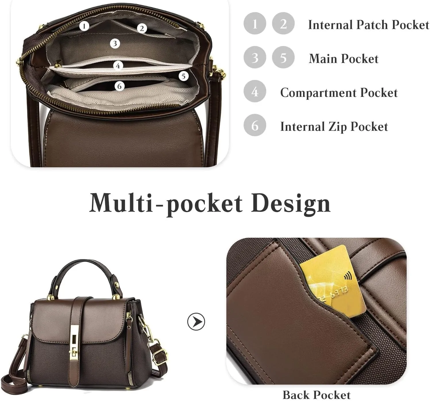 Elegant Women Handbag Shoulder Waterproof Crossbody Messenger PU Leather Satchel Small Square