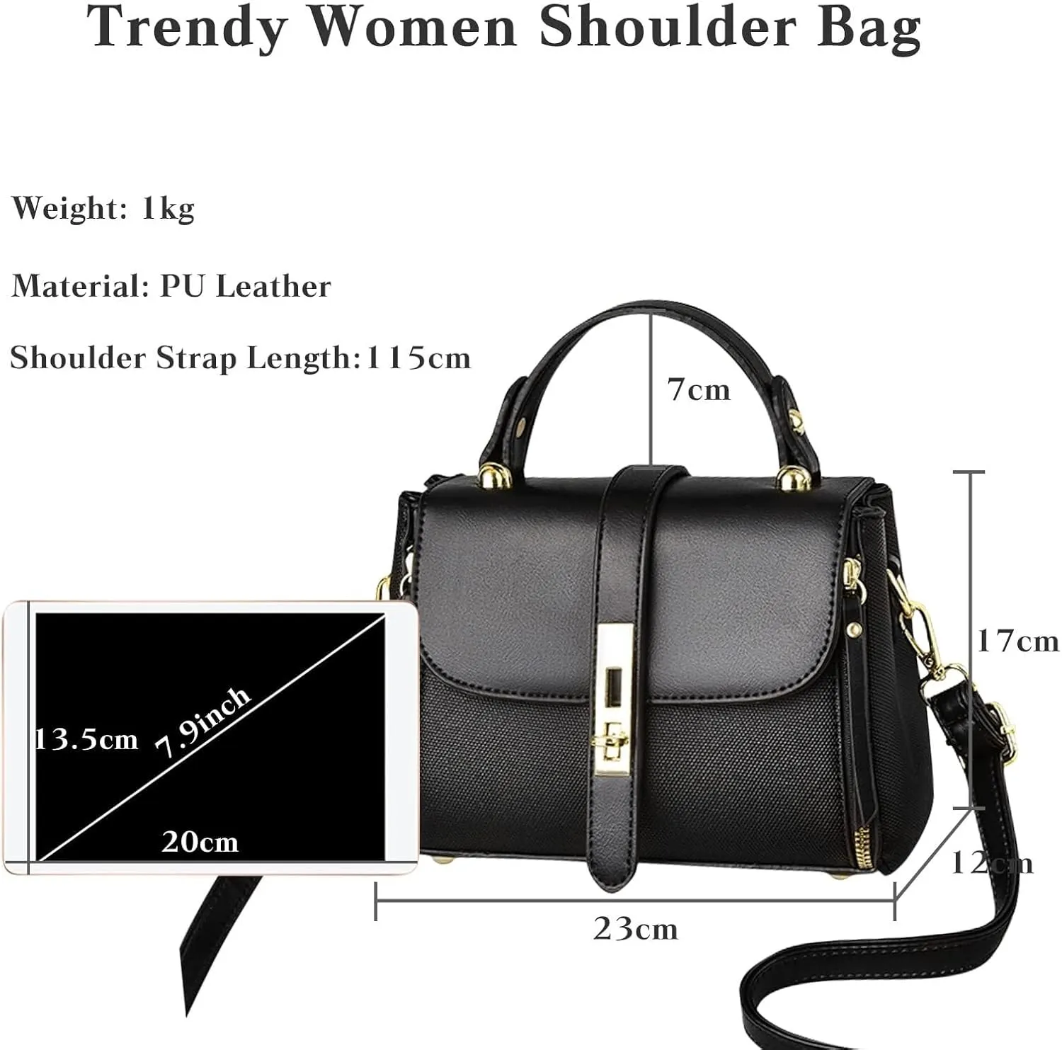 Elegant Women Handbag Shoulder Waterproof Crossbody Messenger PU Leather Satchel Small Square