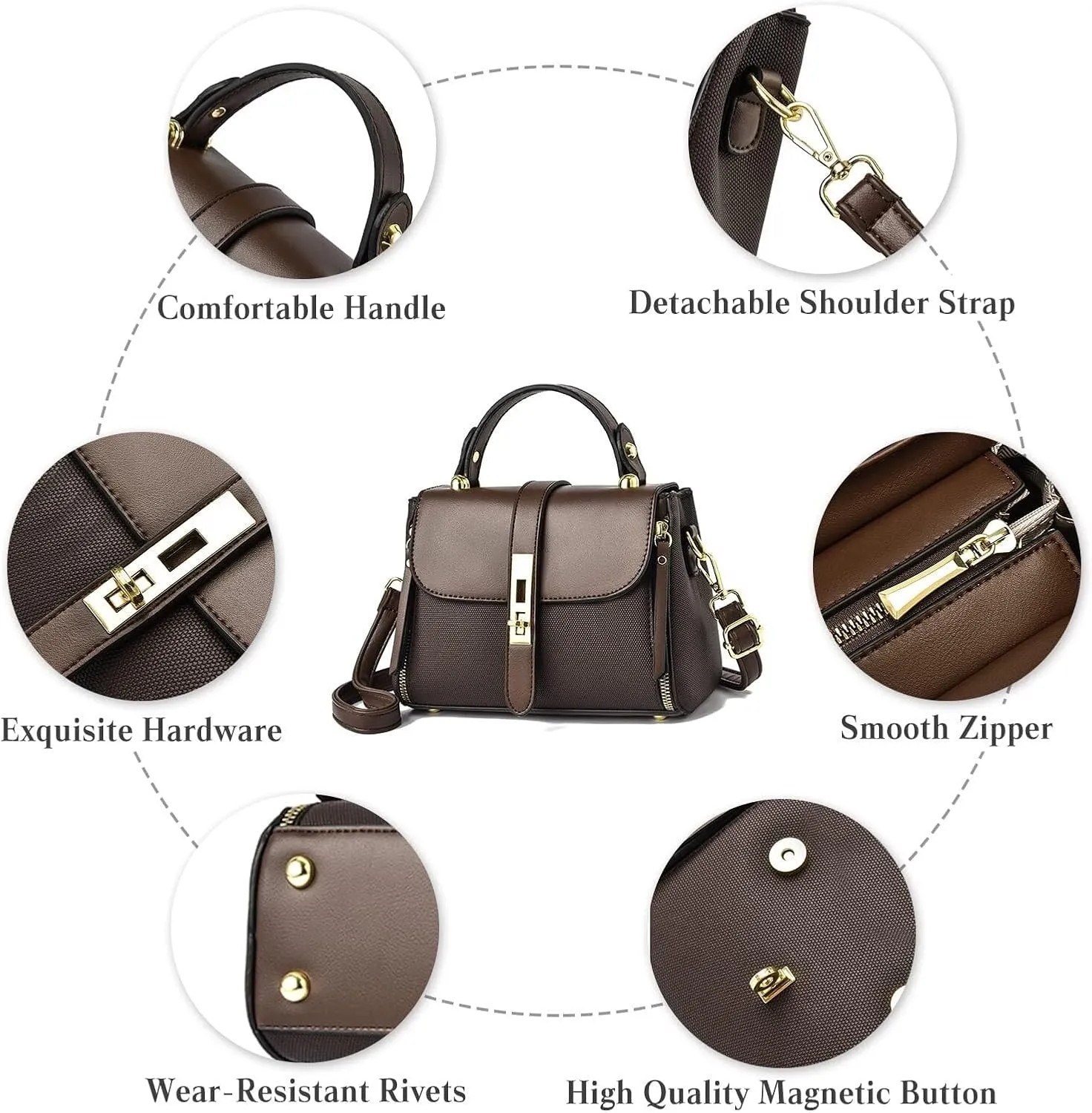 Elegant Women Handbag Shoulder Waterproof Crossbody Messenger PU Leather Satchel Small Square