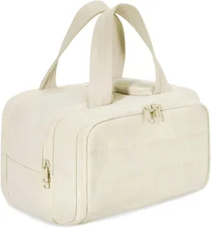 Elouva Toiletry Bag, Availableu Large Capacity Wide-Open Travel CosmeticBag, Decisive Makeup Bag, 4-in-1 Multi-functional Lightweight MakeupBags for Women (Beige)