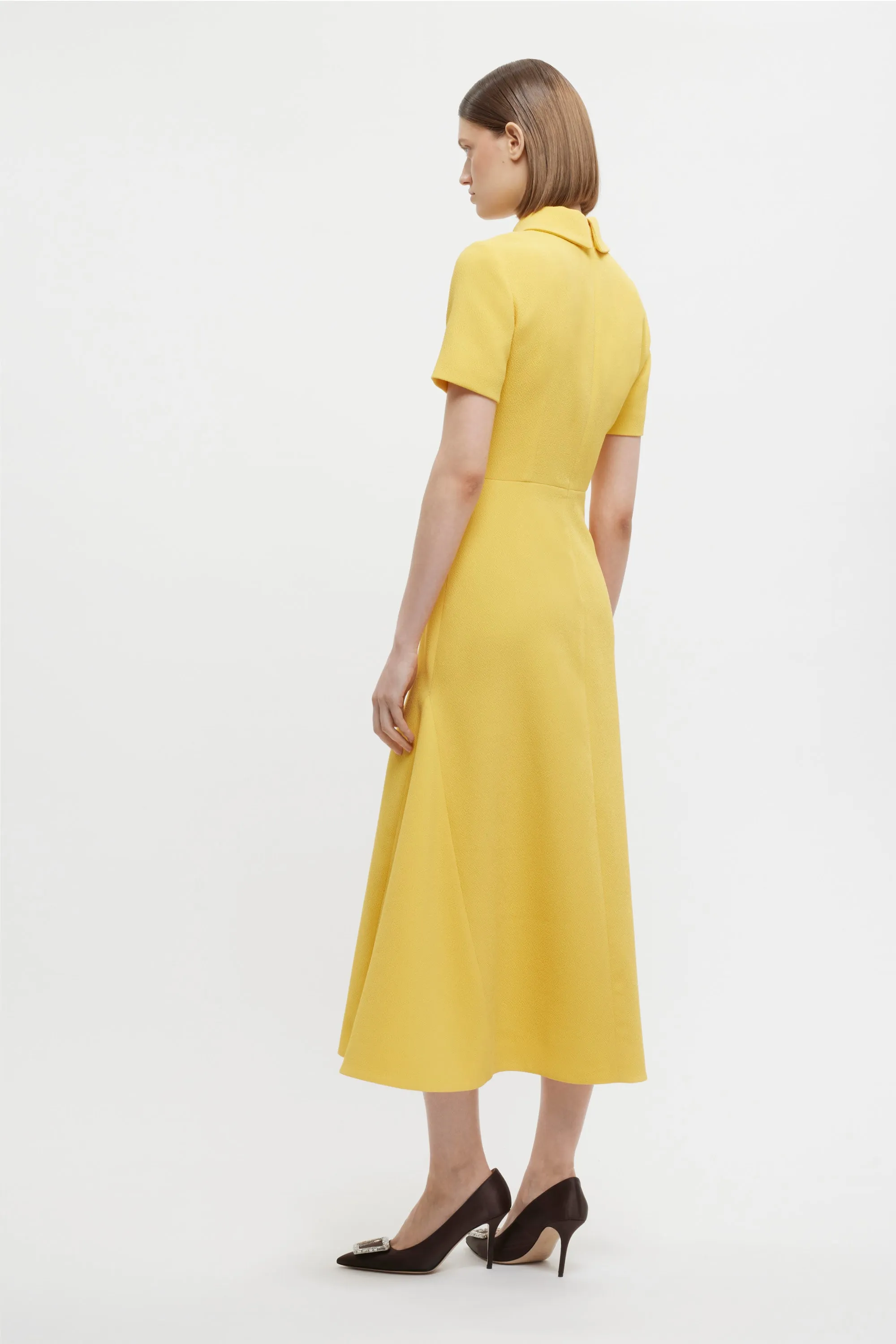 Eman Dress In Custard Yellow Double Crepe
